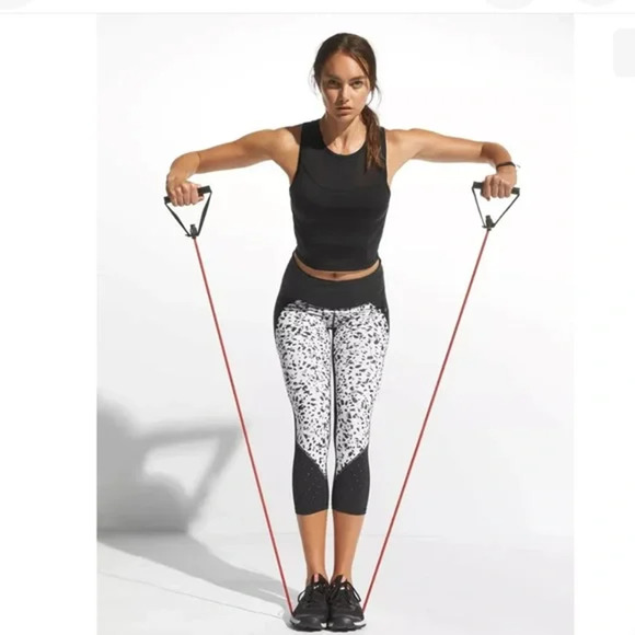 Athleta Leggings Small Black White Spotted Print Stealth TruCool 7/8 Tight - Picture 1 of 15